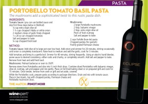 Recipe Card Portobello Tomato Basil Pasta  Eclipse Sonoma Valley Pinot Noir_EN